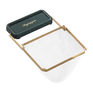 Colador elevable de metal para fregadero con 50 filtros reutilizables incluidos. Diseño práctico que facilita el drenaje y permite ahorrar espacio tras su uso.