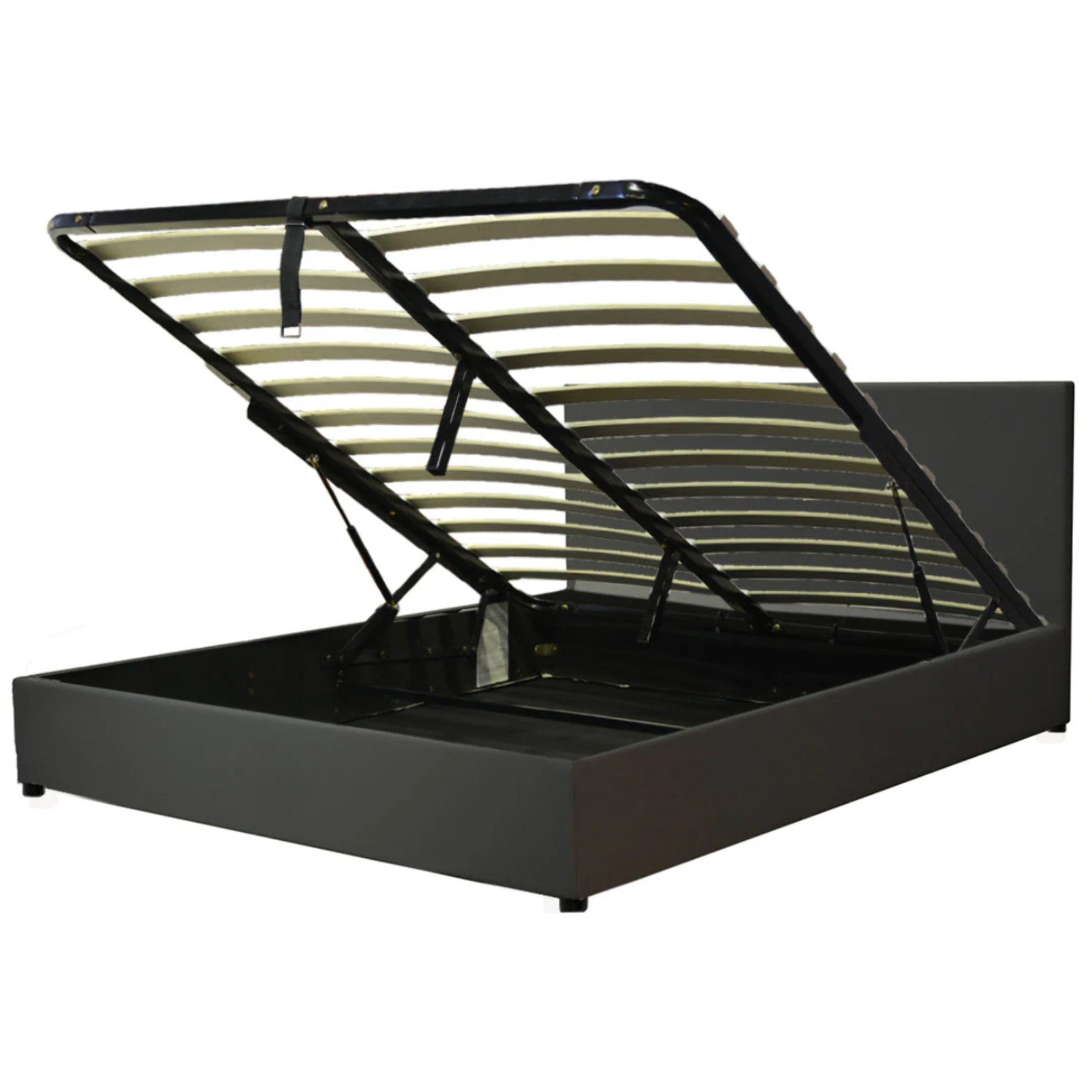 Ensemble matelas Bali & lit coffre Colisée | Mémoire de forme et ressorts ensachés | Grande capacité de stockage | Simili cuir | Noir
