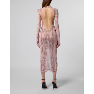 PHILIPP PLEIN Tulle Maxi Dress Open Back Butterfly Tattoo