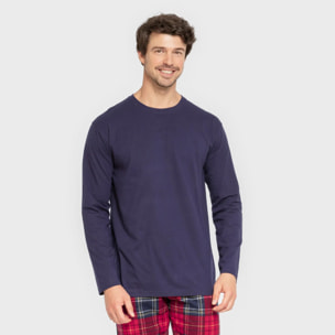 Pijama hombre franela Cuadro Bilbo Azul Marino
