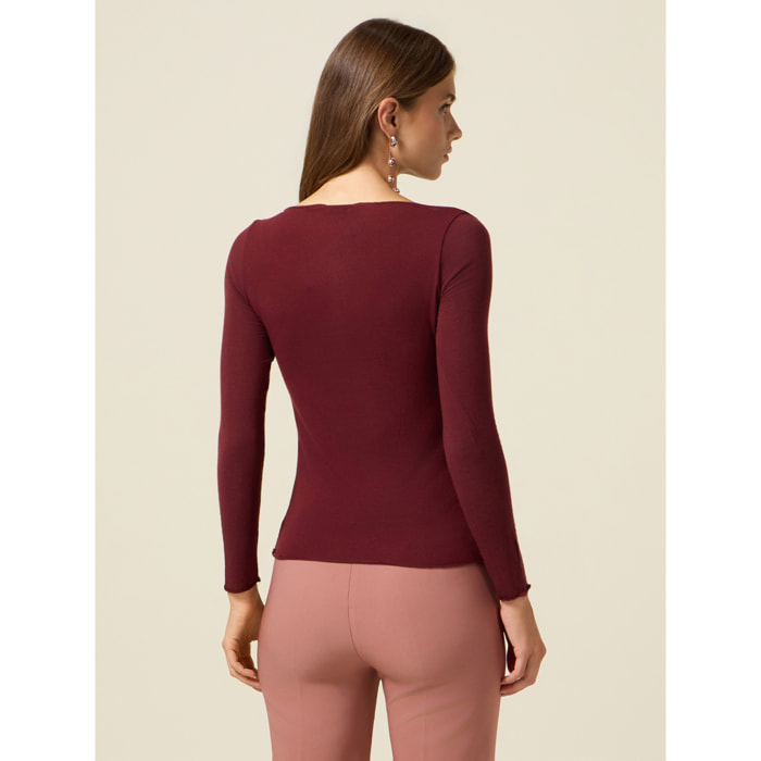 Oltre - Camiseta mezcla de cachemir - Burgundy