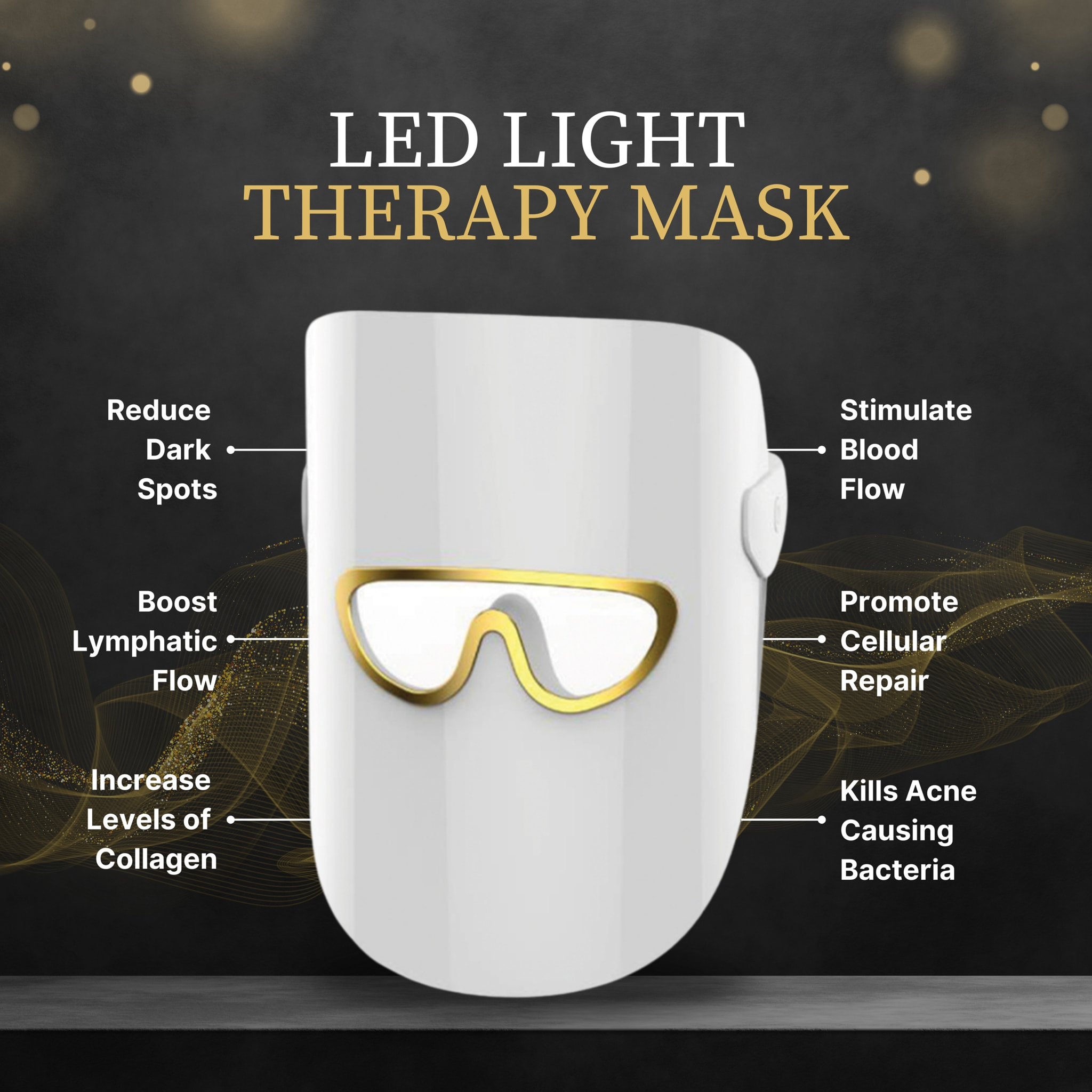 Máscara de terapia de luz LED con 3 modos de color – Blanco