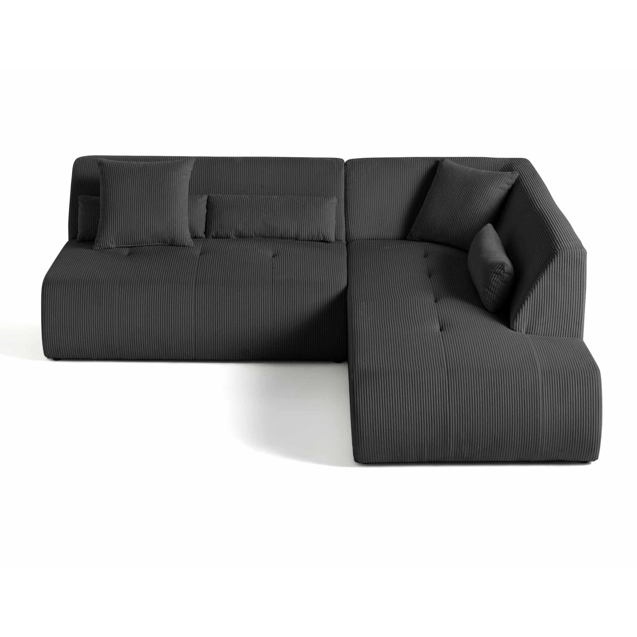 Onyx - canapé modulable d'angle droit - 5 places - en velours côtelé - Gris foncé
