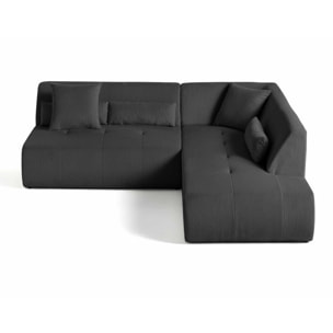 Onyx - canapé modulable d'angle droit - 5 places - en velours côtelé - Gris foncé