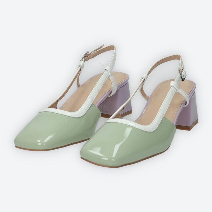 Décolleté sling back Donna Tata Italia Verde