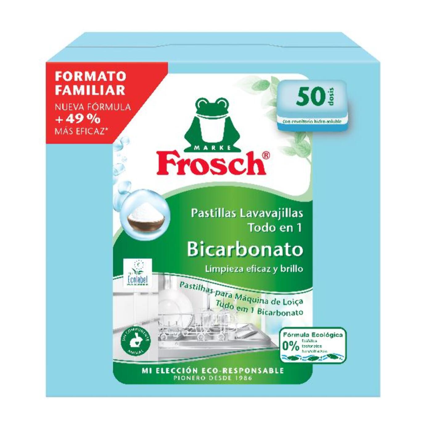 Pastillas lavavajillas bicarbonato Frosch 50 uds