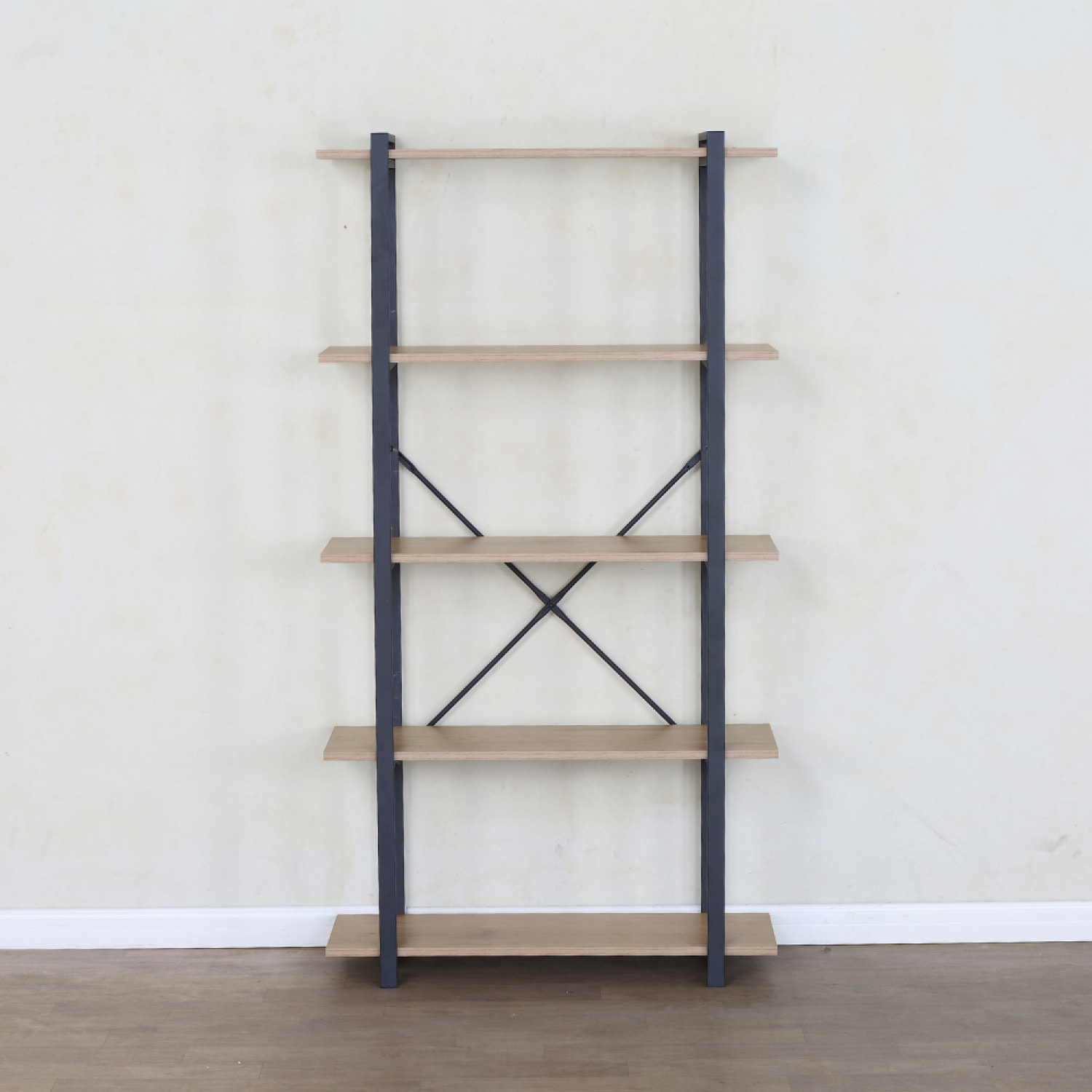 Etagère 5 rangements 150 cm bois et noir KYDO