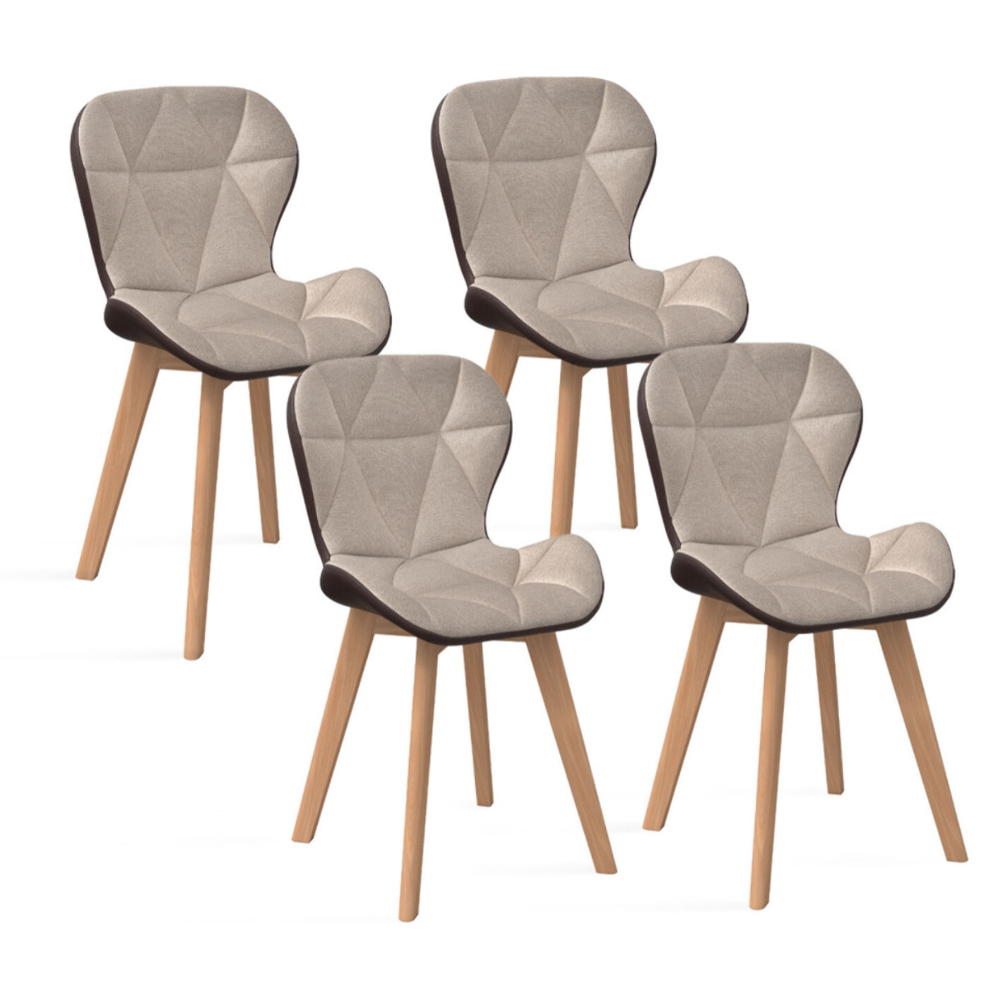 Chaises Gladys en tissu et pieds bois