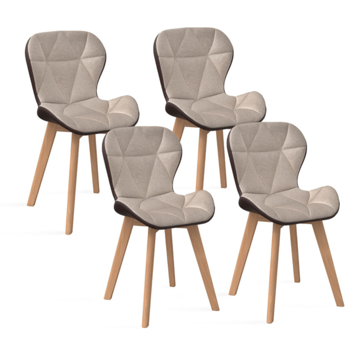 Chaises Gladys en tissu et pieds bois