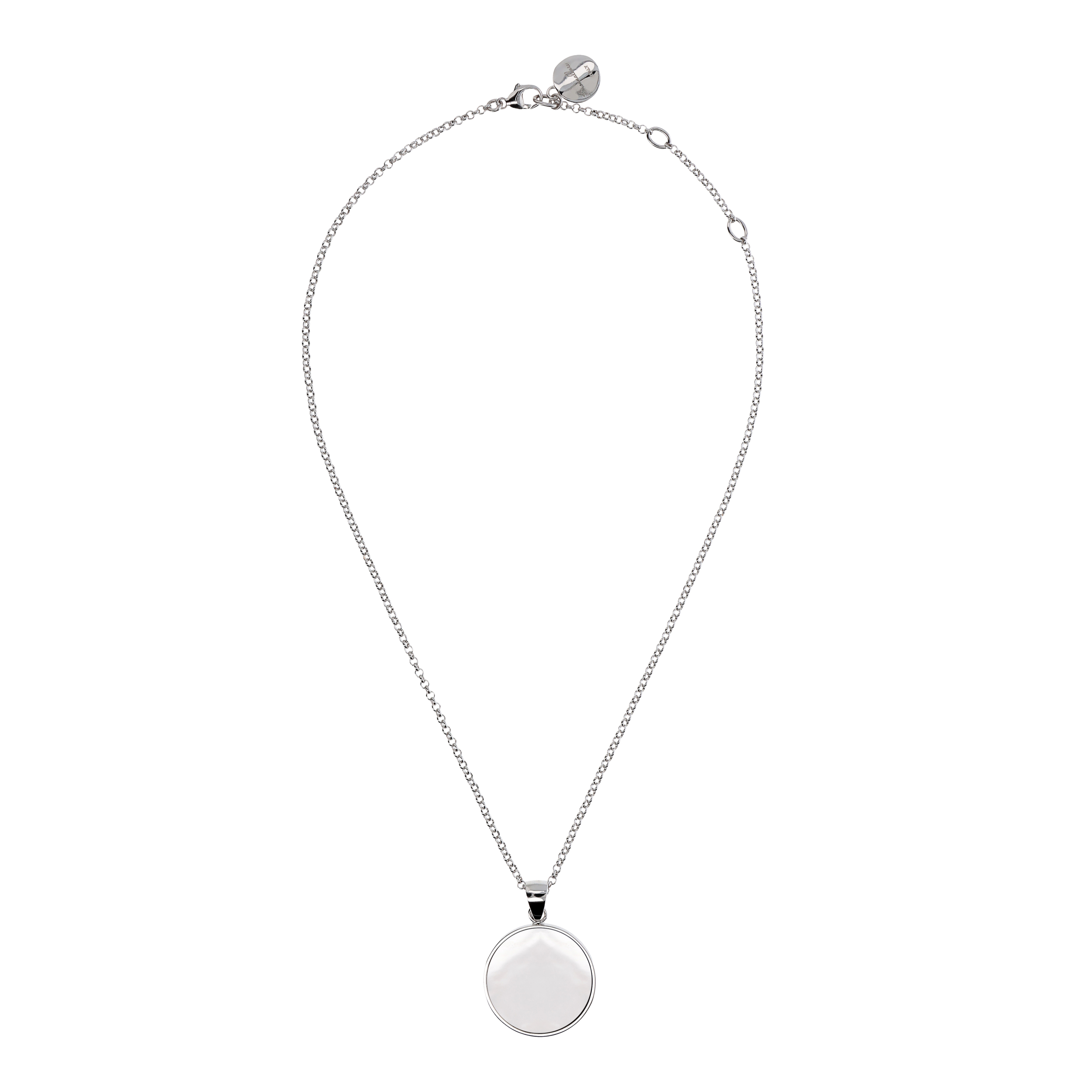 Collana White con Pendente Disco Medio in Pietra Naturale Madreperla Bianca