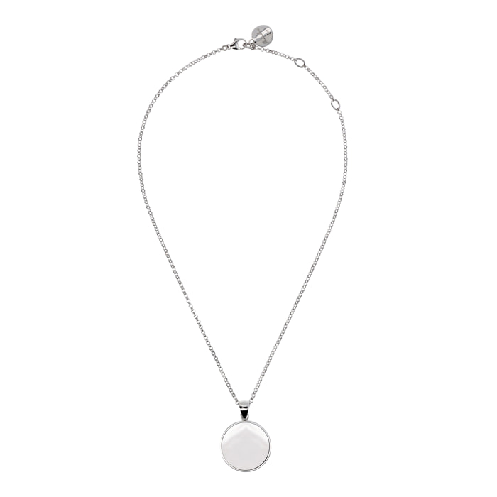 Collana White con Pendente Disco Medio in Pietra Naturale Madreperla Bianca