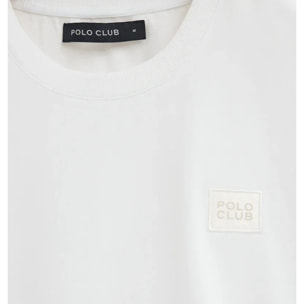 Camiseta blanca de corte holgado con parche Polo Club