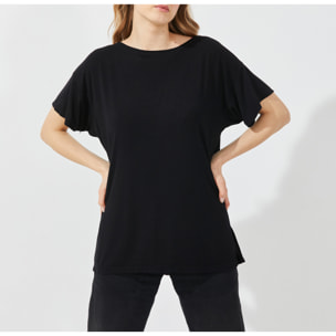 Maglia manica corta scollo barchetta in viscosa sostenibile vestibilità over