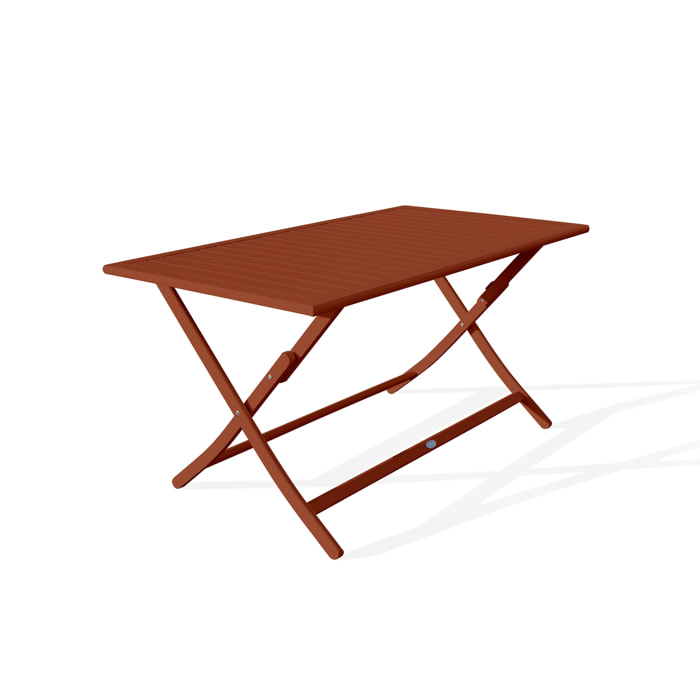 MARIUS - Table de jardin pliante en aluminium terracotta