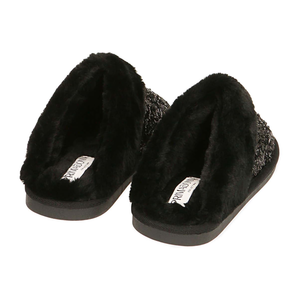 Pantuflas de lentejuelas negras