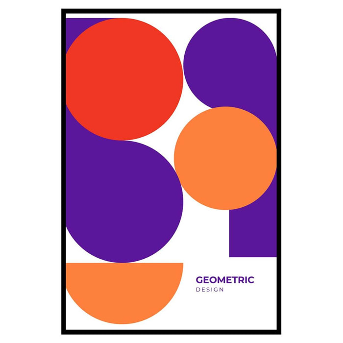 Affiche encadrée géométrique cercles violet orange Affiche + cadre en métal - Noir