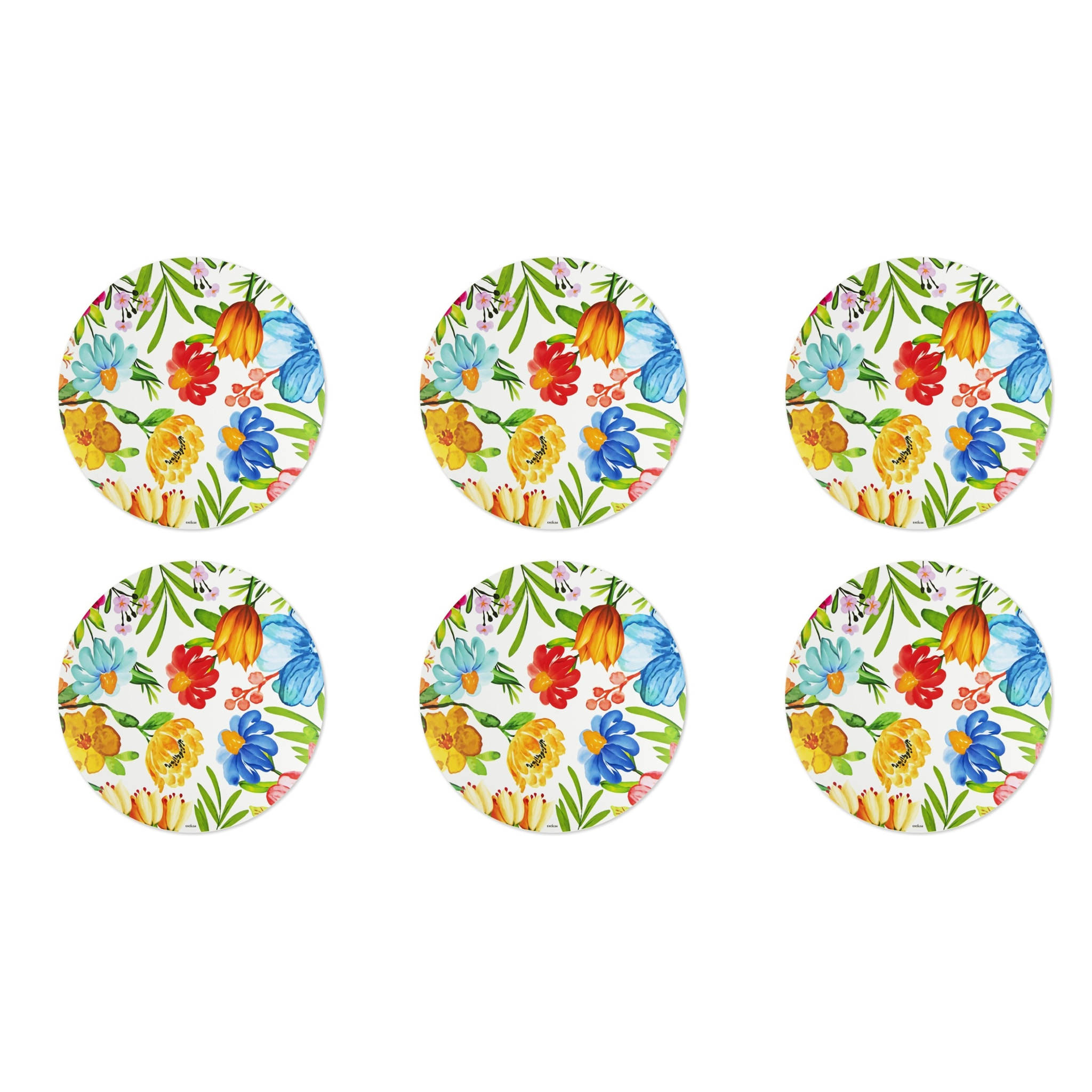 Set de 6 sets de table ronds Excelsa – Blooming, Polypropylène Multicolore