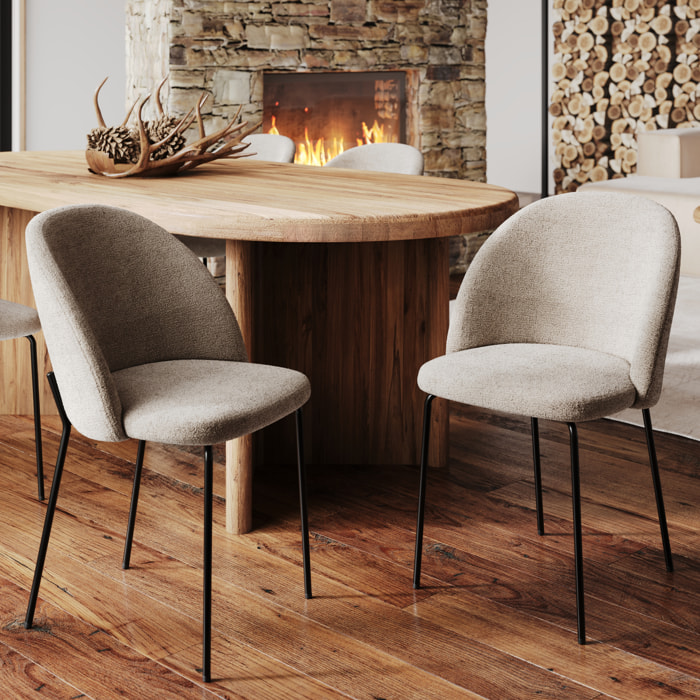 Lot de 2 chaises en tissu bouclette beige - Karl