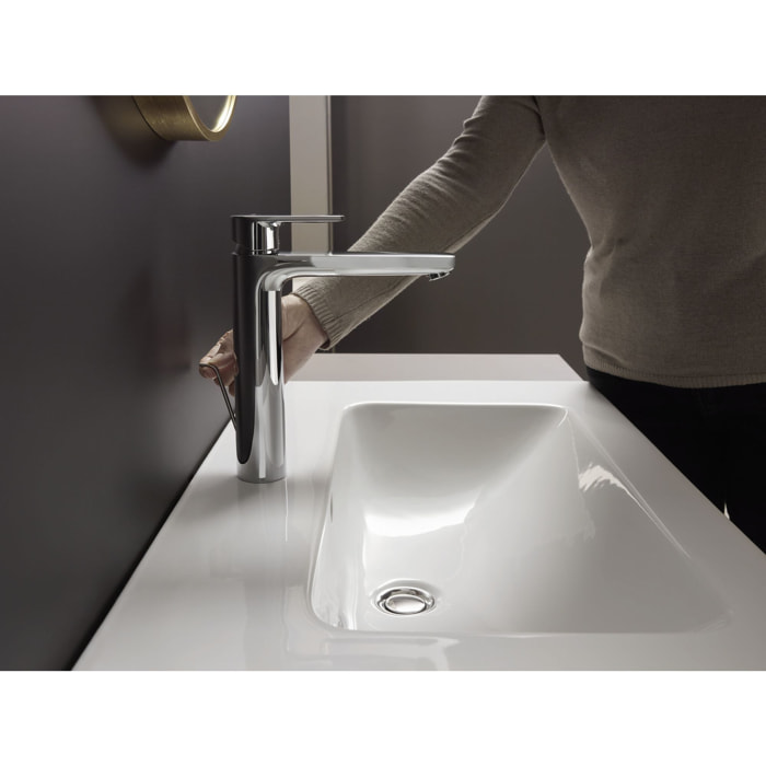Vernis Blend Mitigeur de lavabo 190 avec tirette et vidage métallique chromé
