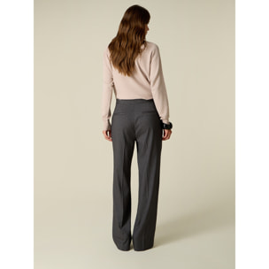 Oltre - Pantalones palazzo a rayas - Gris