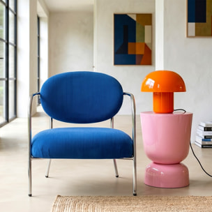 Fauteuil en velours côtelé et piètement chromé - LEON