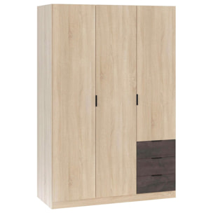 Armadio Guardaroba 3 Ante 3 Cassetti E 4 Ripiani Con Appendiabiti Per Camera Da Letto Moderna Urban Design 180 x 121 x 52 Cm Colore Rovere E Ruggine