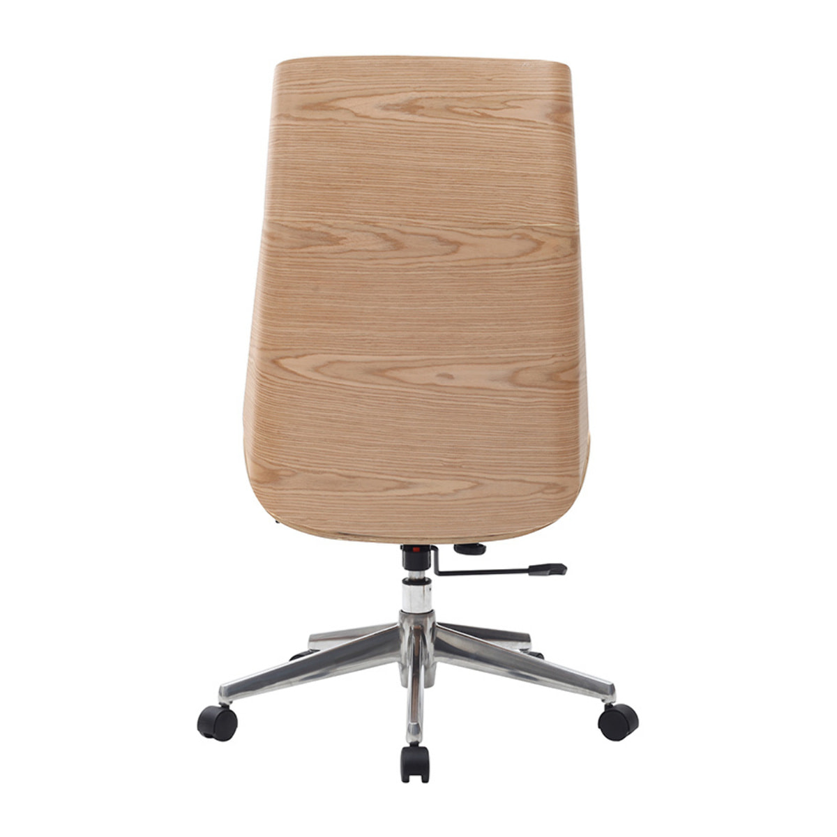 Fauteuil de bureau de direction design blanc, bois clair et acier chromé CURVED
