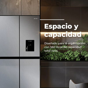 EVVO Frigorífico 4 puertas F100X Aqua, Inverter, Total No Frost, 359l + 201l, Dispensador de agua
