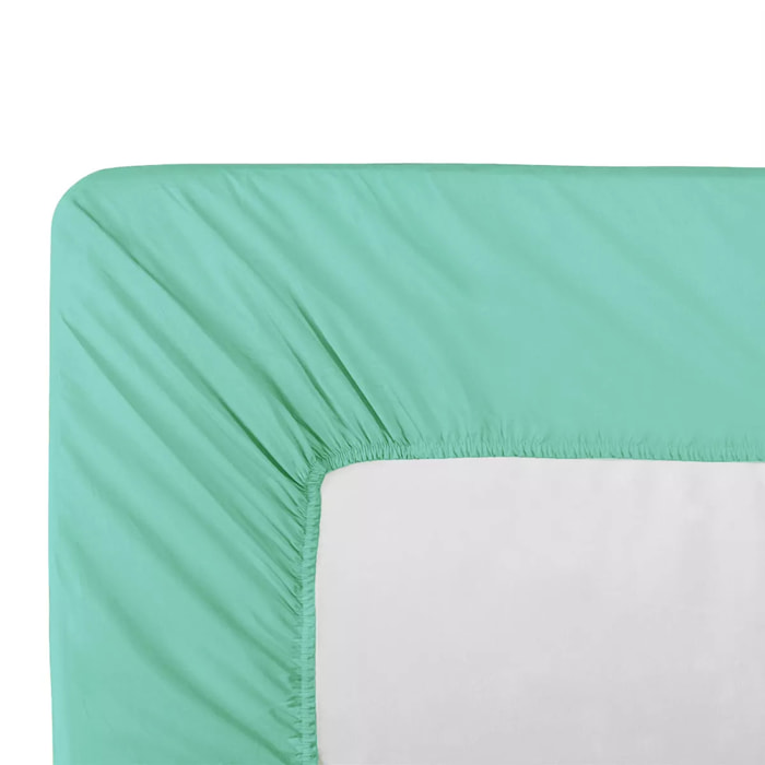 Drap housse b30 percale de coton uni bleu La percale bleu aqua