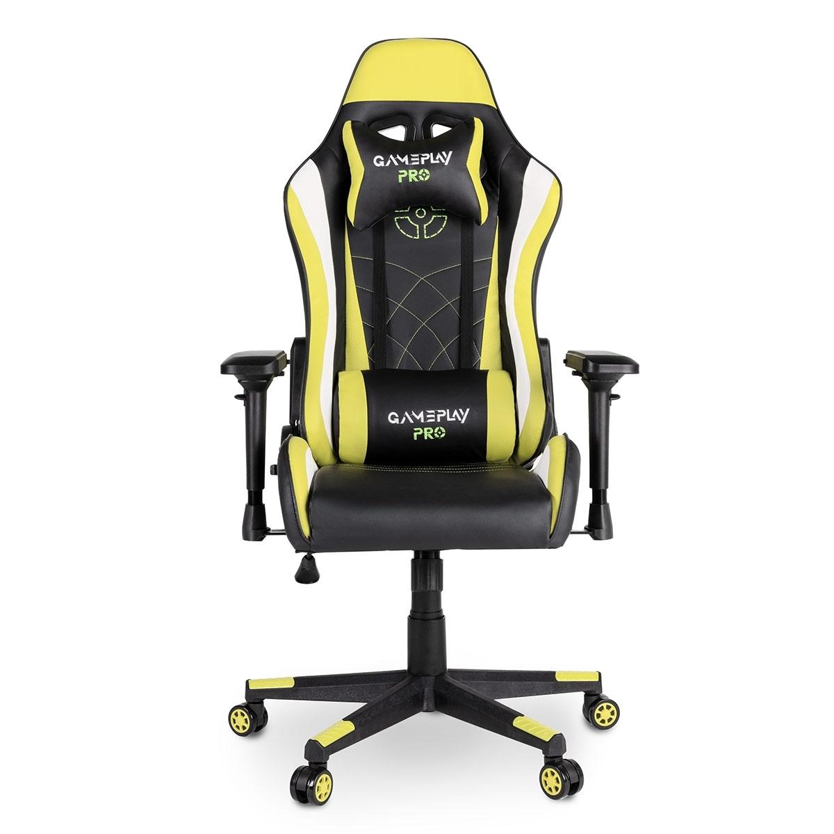 Silla de oficina gaming, silla con reposabrazos 4D, amarillo