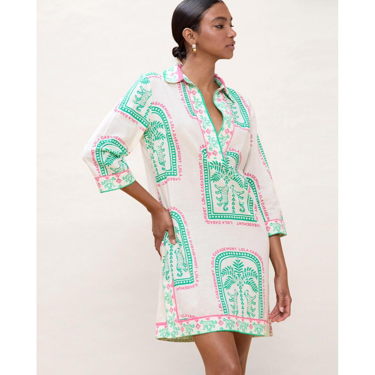 Abito corto stampato in stile thailandese