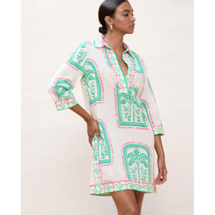 Abito corto stampato in stile thailandese