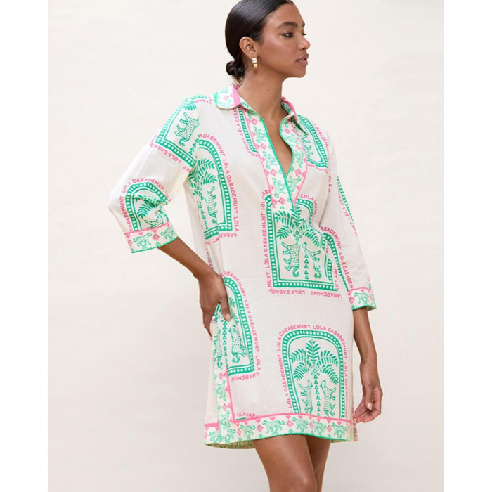 Abito corto stampato in stile thailandese