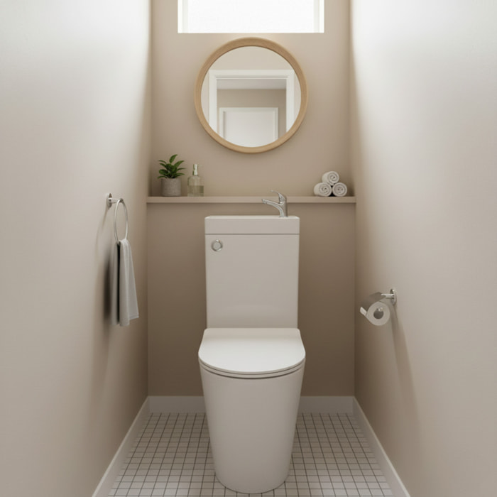Brevis kit WC à poser sans bride en céramique + robinet eau froide S-Line Pro + tuyau de raccordement Siko (SATBRE34)