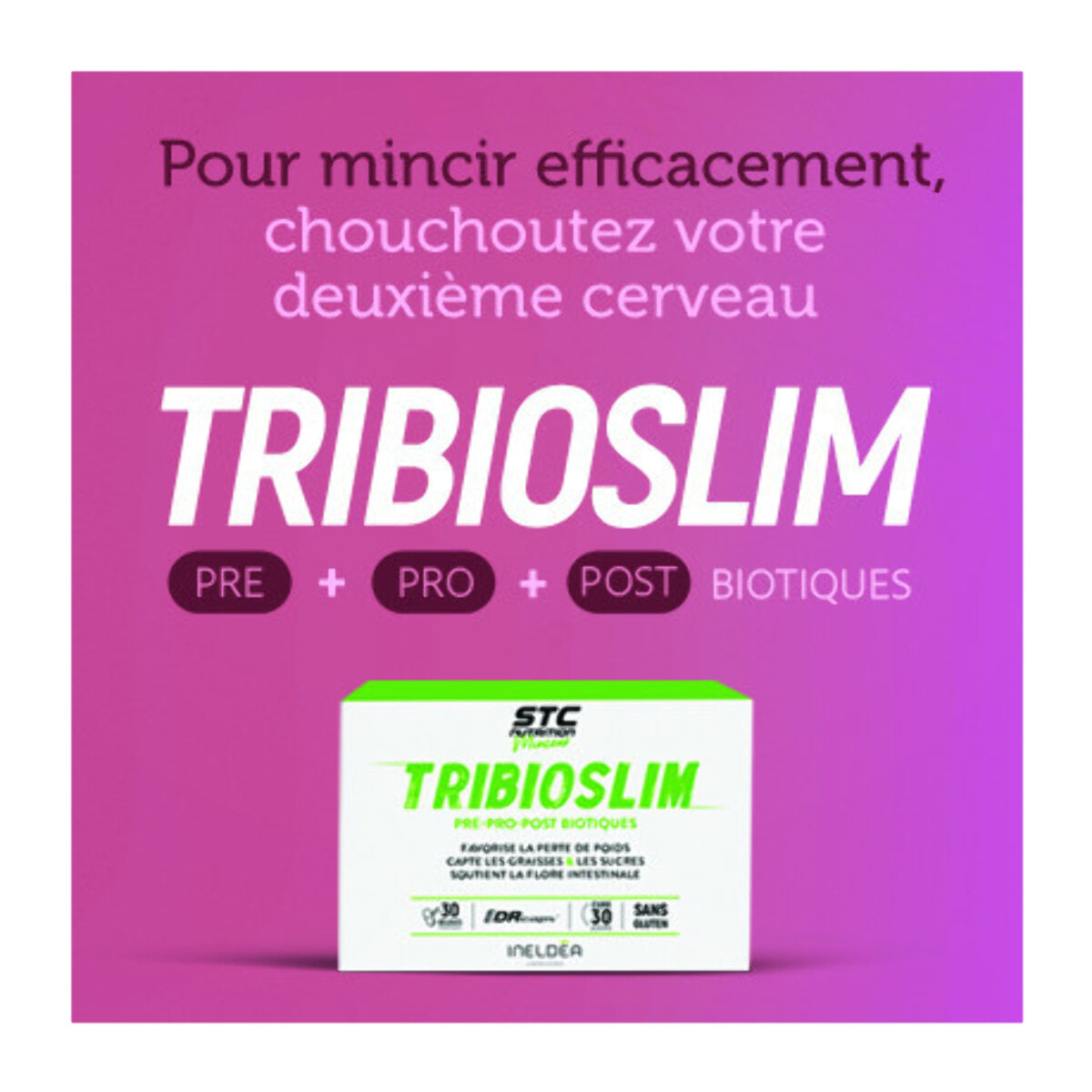 STC NUTRITION - Tribioslim - Complément Alimentaire favorisant la perte de poids - Action 360° sur la Flore Intestinale et le Métabolisme - Pré-Pro-Post Biotiques - Cure de 30j