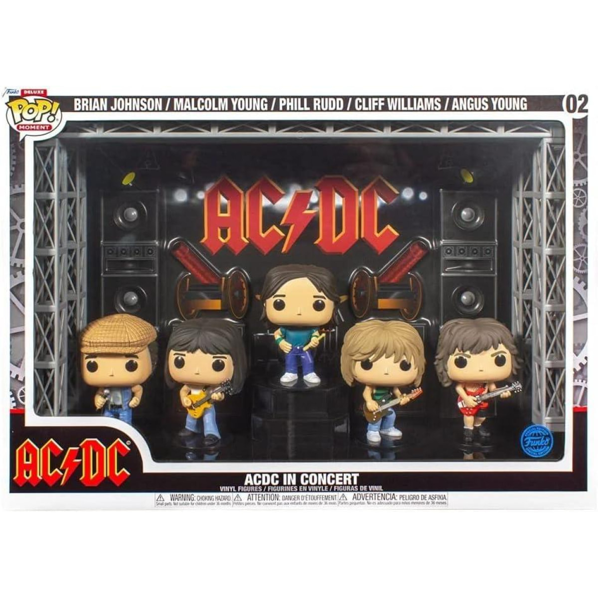 AC/DC Funko Pop Moments Dlx Vinile 5 Figure AC/DC In Concerto 9 Cm