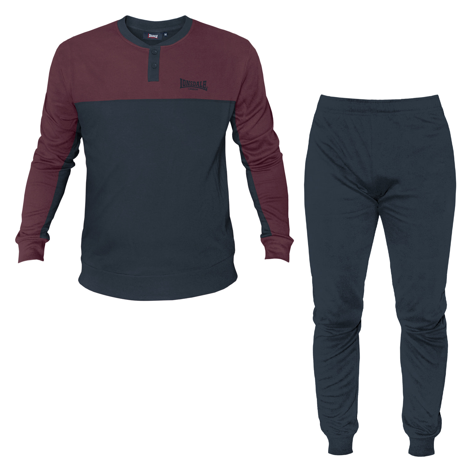 Pigiama Uomo LONSDALE Caldo Cotone Interlock Manica Lunga