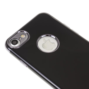 CARCASA EN NEGRO BRILLANTE CON BORDES METALIZADOS PARA IPHONE 7