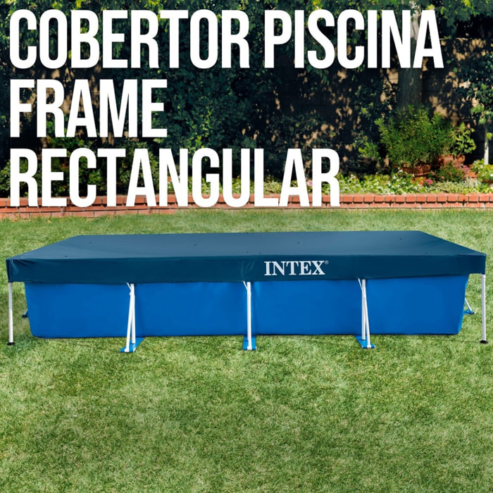Cubierta de piscina rectangular 4,50x2,2m tubular azul noche