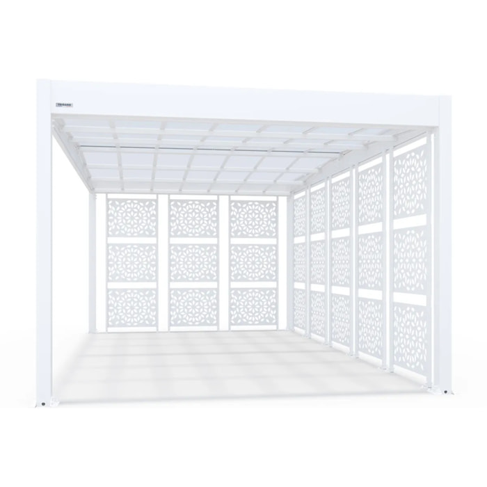 Carport aluminium Blanc Trigano - LIBECCIO + 8 claustras - 16 m²