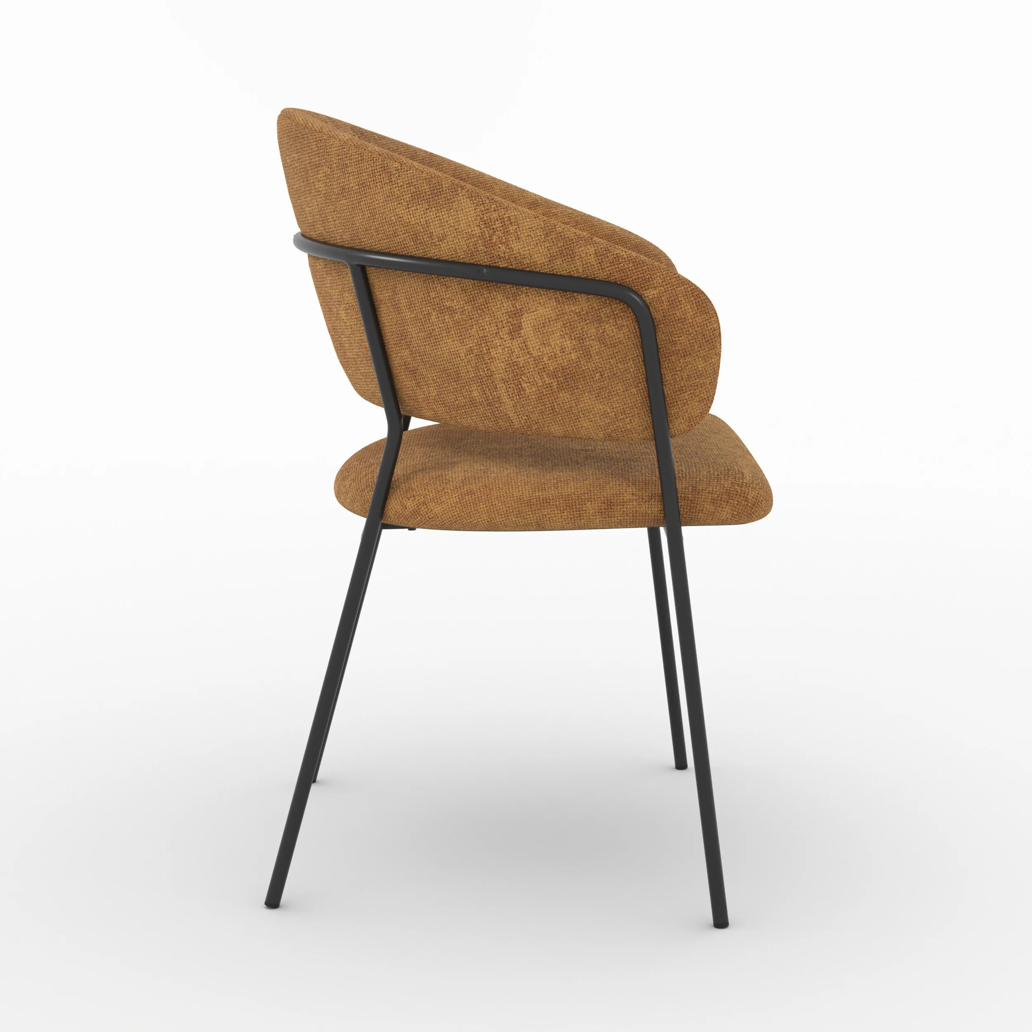 Lot de 2 chaises en tissu caramel et pieds en métal noir - Amaya