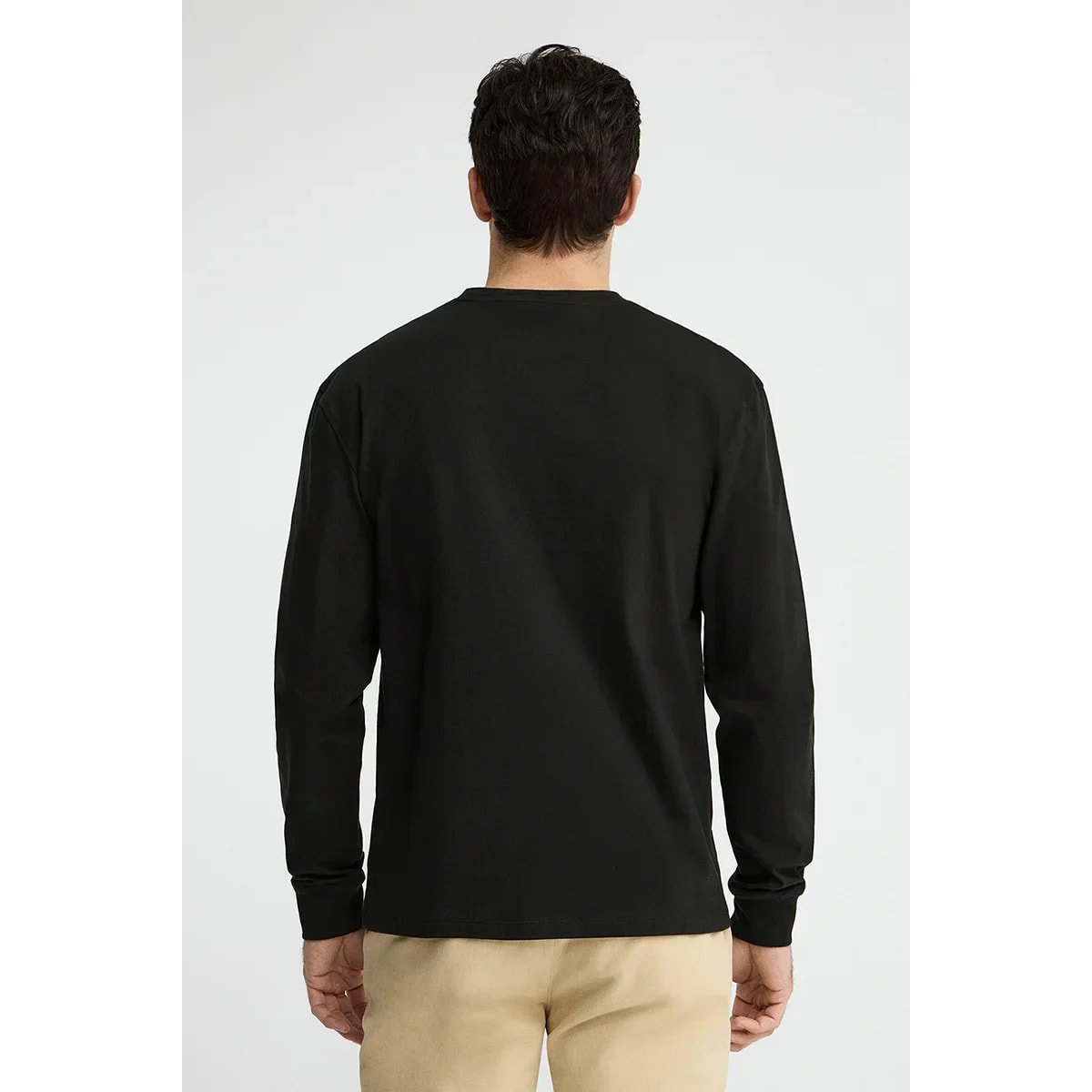 Camiseta negra de manga larga y corte recto con bordado Rigby Go