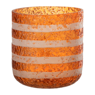 J-Line photophore Lignes - verre - orange/blanc - large
