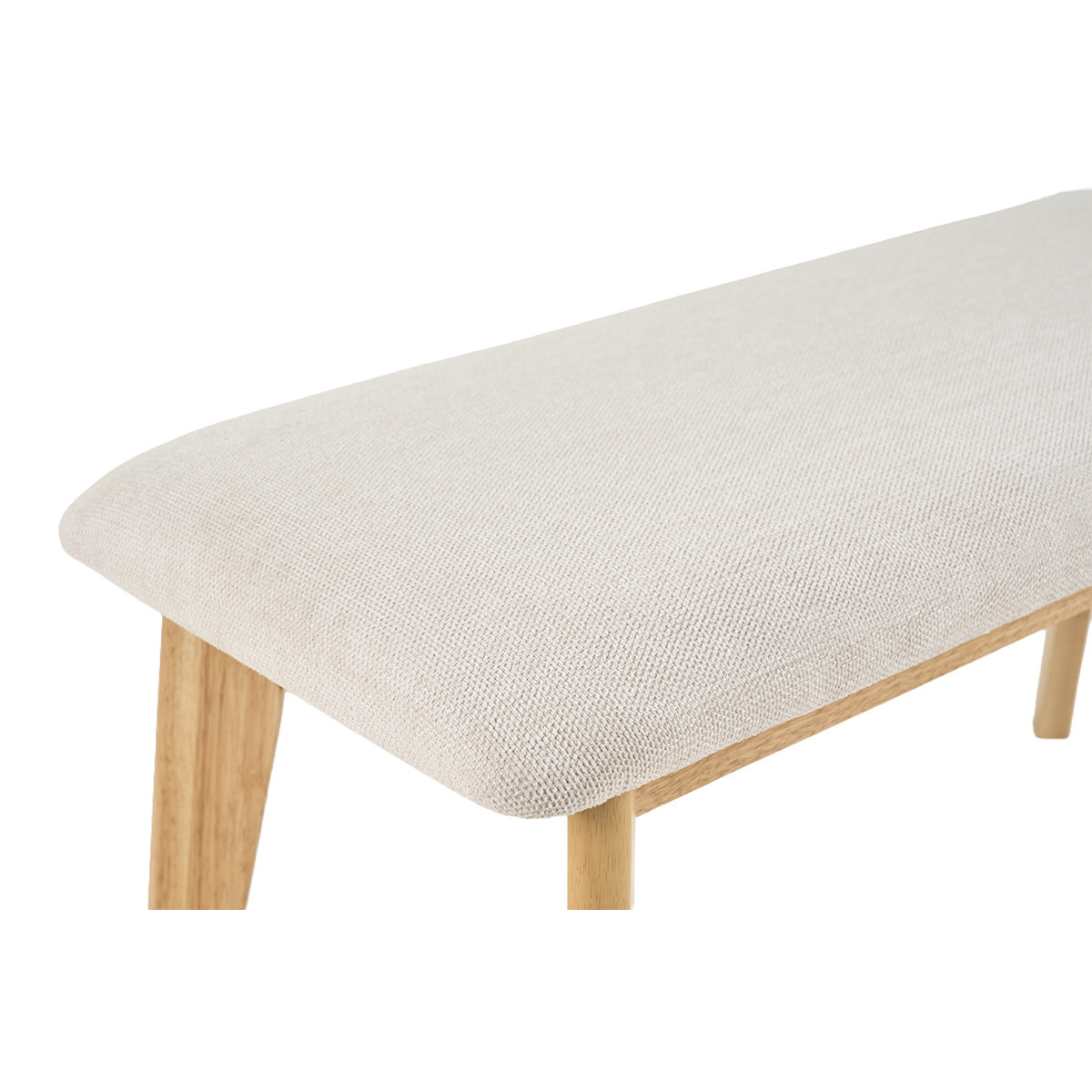 Banc scandinave en tissu effet velours texturé beige et bois clair L92 cm ELION