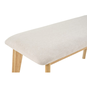 Banc scandinave en tissu effet velours texturé beige et bois clair L92 cm ELION