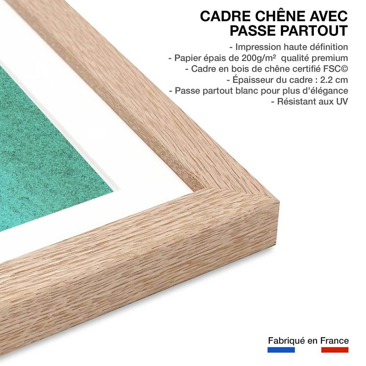 Poster blue lagoon Affiche + cadre en bois - Chêne