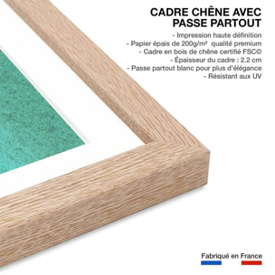 Poster blue lagoon Affiche + cadre en bois - Chêne