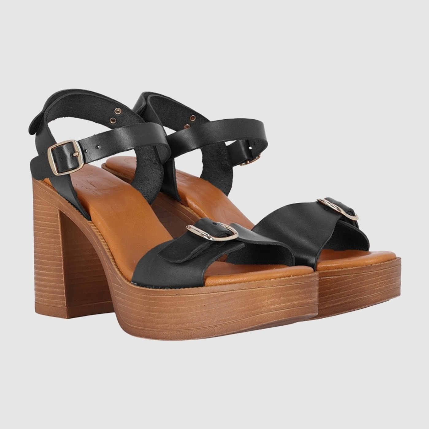 Sandalias de Piel - Negro - Tacón: 9 cm