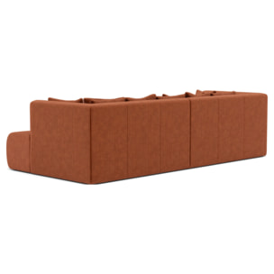 Onyx - canapé droit 4 places avec double méridienne - assise profonde - en velours côtelé - Terracotta