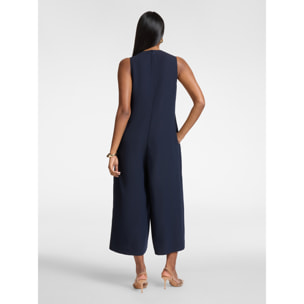 Elena Mirò - Tuta palazzo in crêpe enver satin - Blu